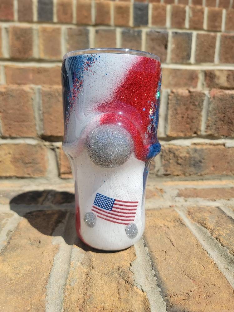 Gnome Tumbler for 4th of July - America Travel Cup for Independence Day -  Glitter Tumbler for Fourth of July - Fireworks Tumbler for Women 